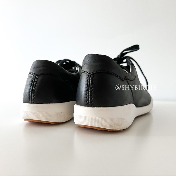 NEW Josef Seibel Black Leather Sneakers with White And Rubber Soles, Sz 38 - Picture 9 of 11